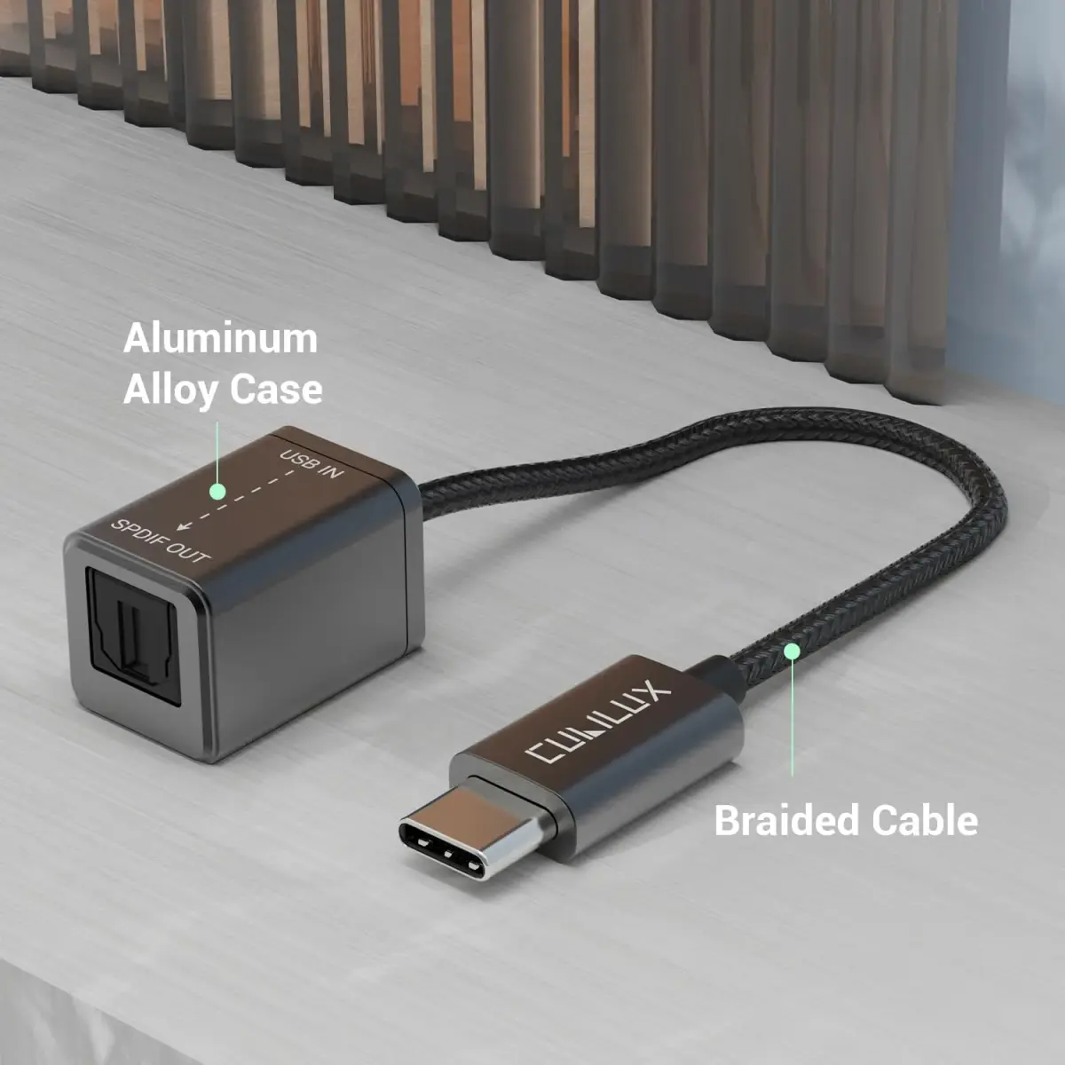 Cubilux USB C to SPDIF Optical Audio Adapter 192KHz/24bit DAC | Unidirectional Type C to TOSLINK Transmitter for MacBook Pro/Air, Laptop, Computer - view 6