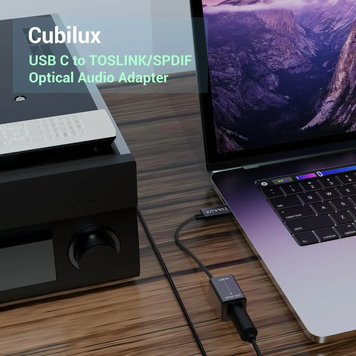Cubilux USB C to SPDIF Optical Audio Adapter 192KHz/24bit DAC | Unidirectional Type C to TOSLINK Transmitter for MacBook Pro/Air, Laptop, Computer - view 3