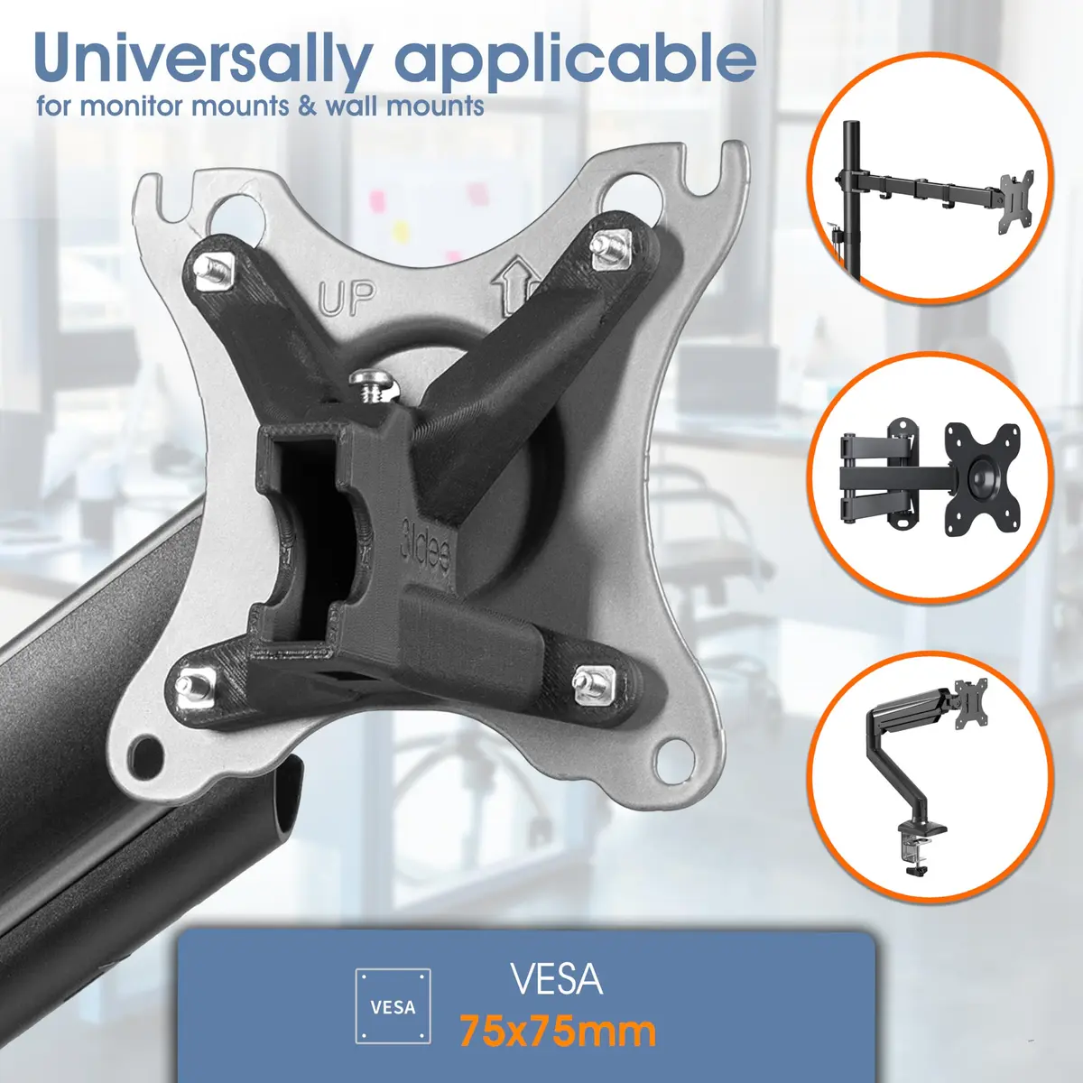 3IDEE VESA Mount Adapter for HP Monitors (M22f-M32f) 75x75mm | Converts Non-VESA to VESA Mount - view 5