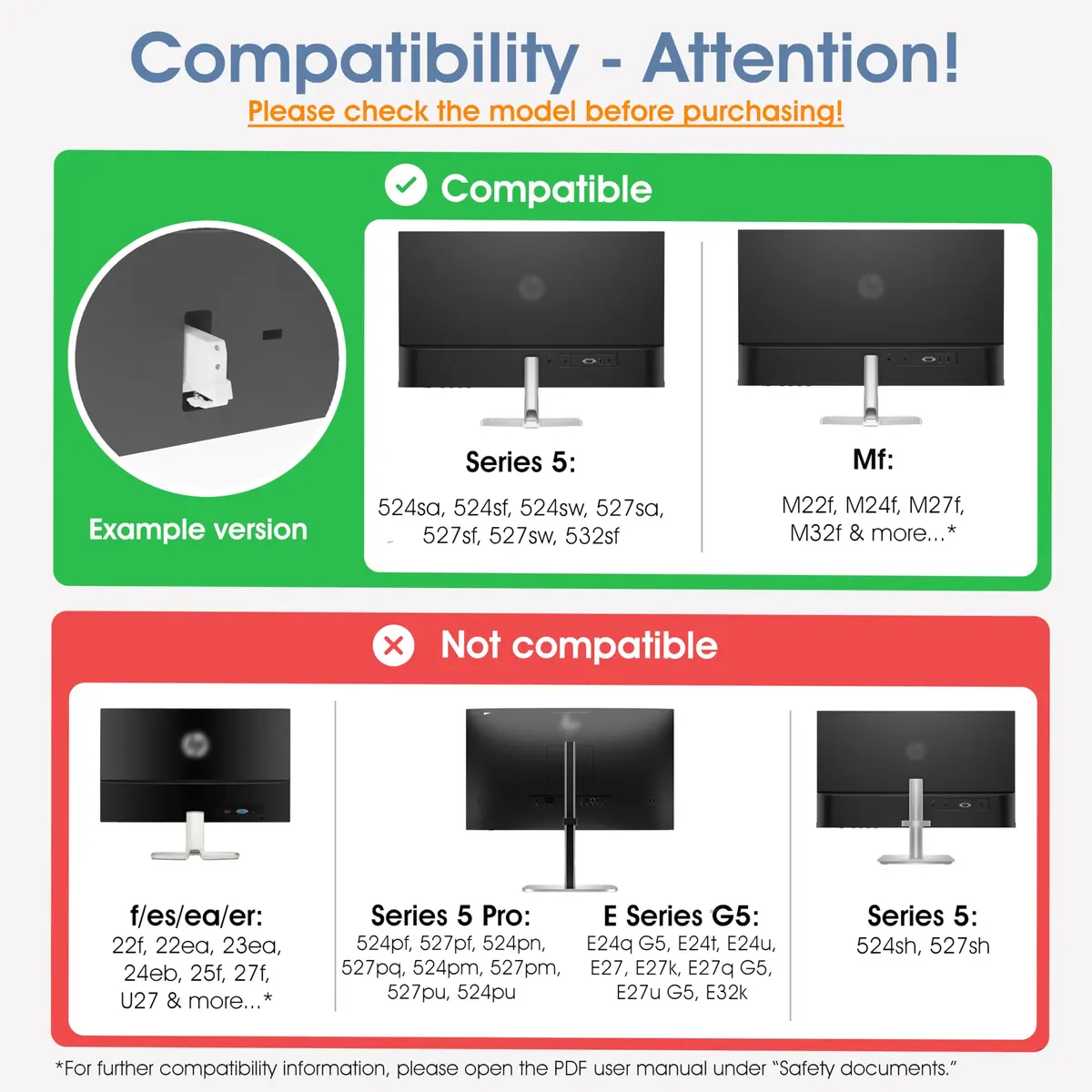 3IDEE VESA Mount Adapter for HP Monitors (M22f-M32f) 75x75mm | Converts Non-VESA to VESA Mount - view 2