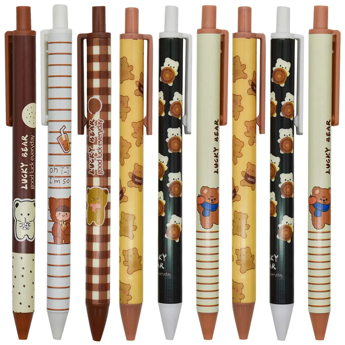 Maydahui 12 PCS Cute Bear Gel Pen Cartoon Girl Cookies | Smooth Ink, 0.5mm Fine Point, Retractable, Multicolor, Animal Design - main product image