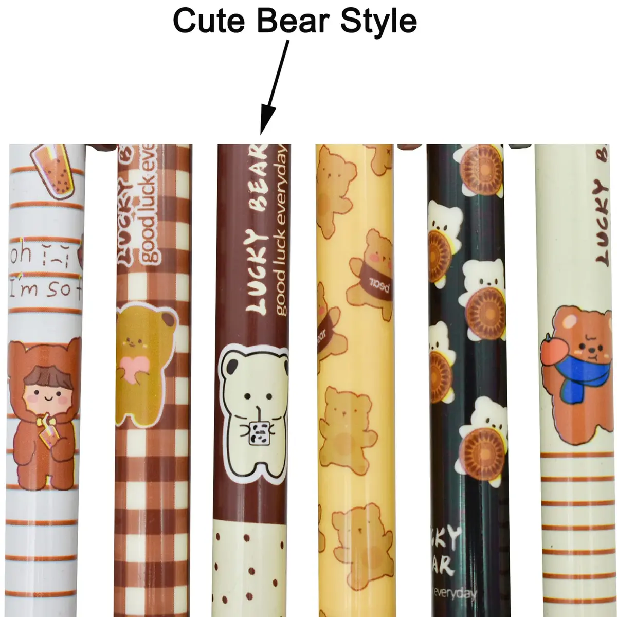 Maydahui 12 PCS Cute Bear Gel Pen Cartoon Girl Cookies | Smooth Ink, 0.5mm Fine Point, Retractable, Multicolor, Animal Design - view 3