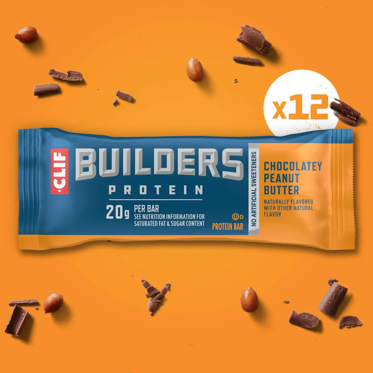 CLIF BUILDERS Protein Bars Chocolatey Peanut Butter 12 ct (28.8 oz / 816 g) | High Protein Post-Workout Fuel - view 4