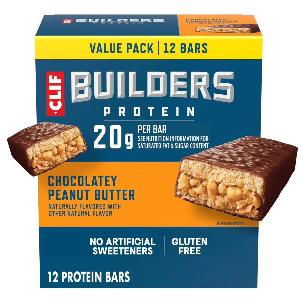 CLIF BUILDERS Protein Bars Chocolatey Peanut Butter 12 ct (28.8 oz / 816 g) | High Protein Post-Workout Fuel - main product image