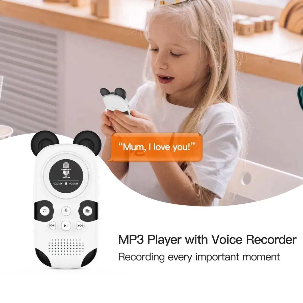 RUIZU Cute Panda MP3 Player for Kids 64GB | Bluetooth 5.3, Built-in Speaker, Expandable to 128GB - view 5