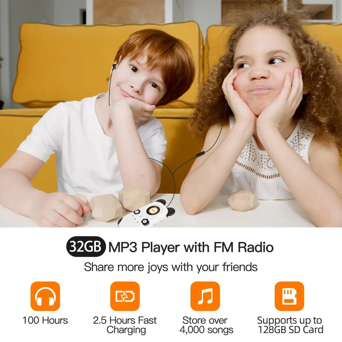RUIZU Cute Panda MP3 Player for Kids 64GB | Bluetooth 5.3, Built-in Speaker, Expandable to 128GB - view 6