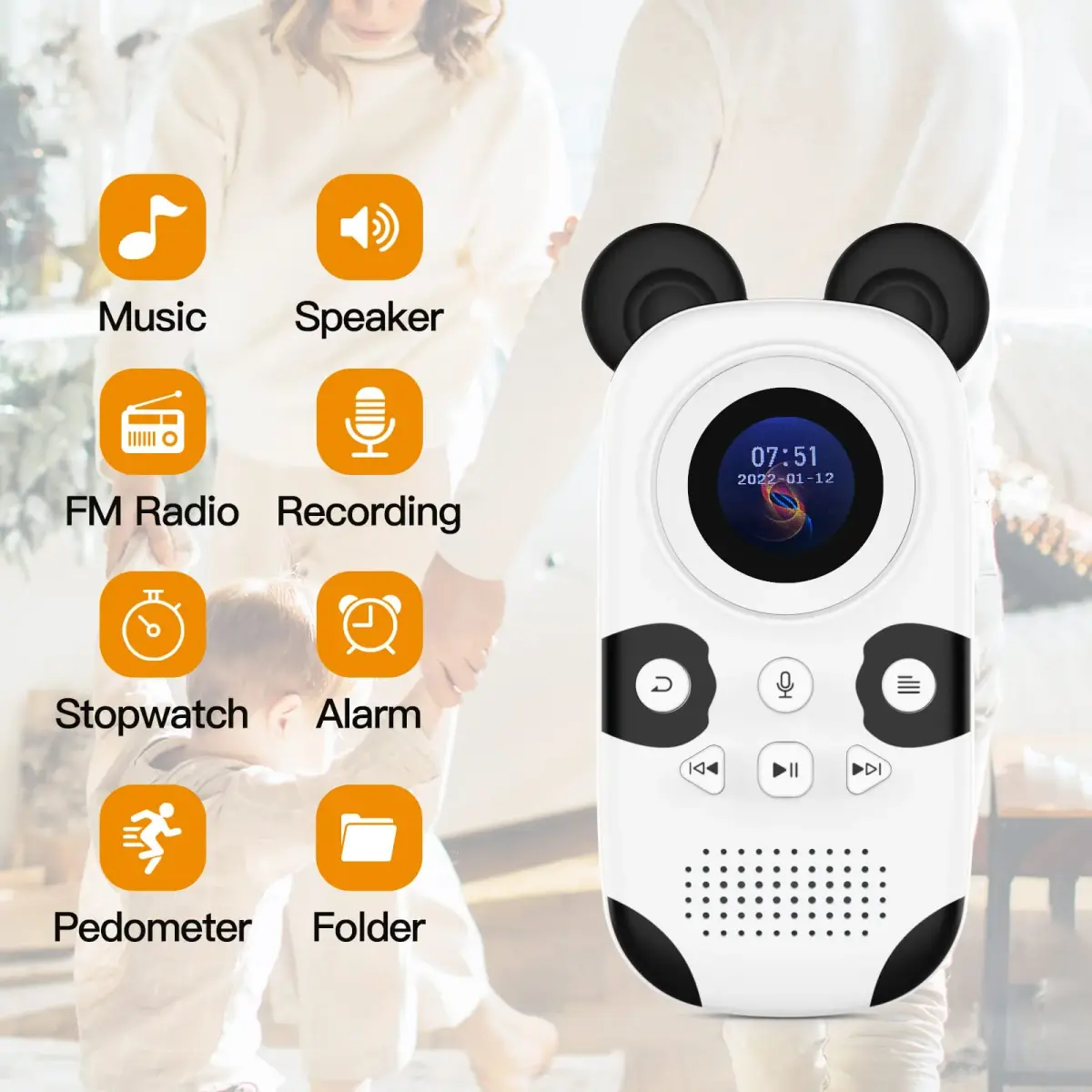 RUIZU Cute Panda MP3 Player for Kids 64GB | Bluetooth 5.3, Built-in Speaker, Expandable to 128GB - view 7