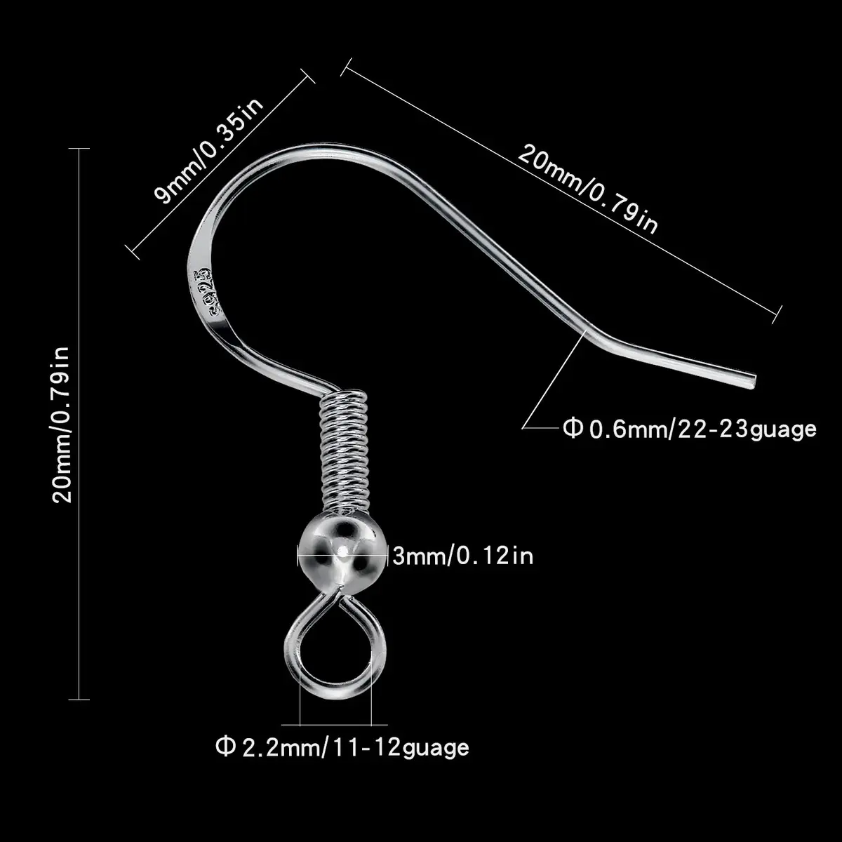 HOLLOSPORT Sterling Silver Plated Earring Hooks & Silicone Backs - 48 Pairs | Hypoallergenic Fish Ear Wire Findings for Jewelry Making - view 2