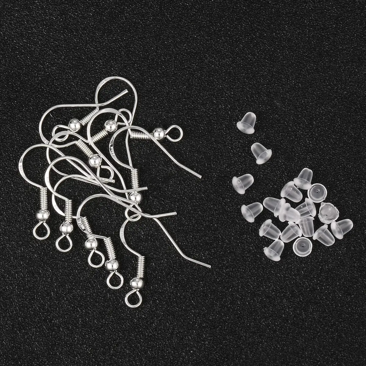 HOLLOSPORT Sterling Silver Plated Earring Hooks & Silicone Backs - 48 Pairs | Hypoallergenic Fish Ear Wire Findings for Jewelry Making - view 3