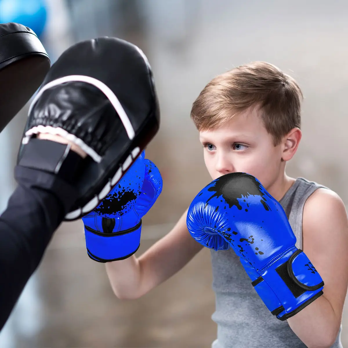 Grosee Kids Boxing Glove 6oz 8oz | Youth Training Sparring Gloves for Punching Bag & Kickboxing (Blue, 6 oz (45-80 lbs)) - view 6