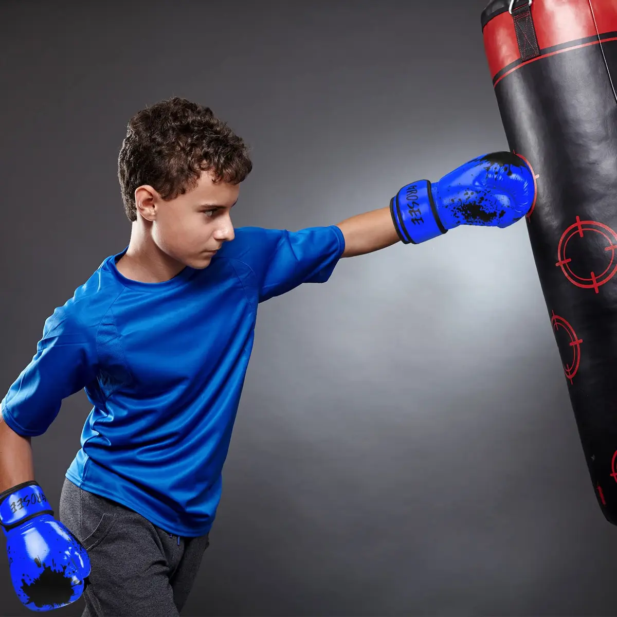 Grosee Kids Boxing Glove 6oz 8oz | Youth Training Sparring Gloves for Punching Bag & Kickboxing (Blue, 6 oz (45-80 lbs)) - view 7