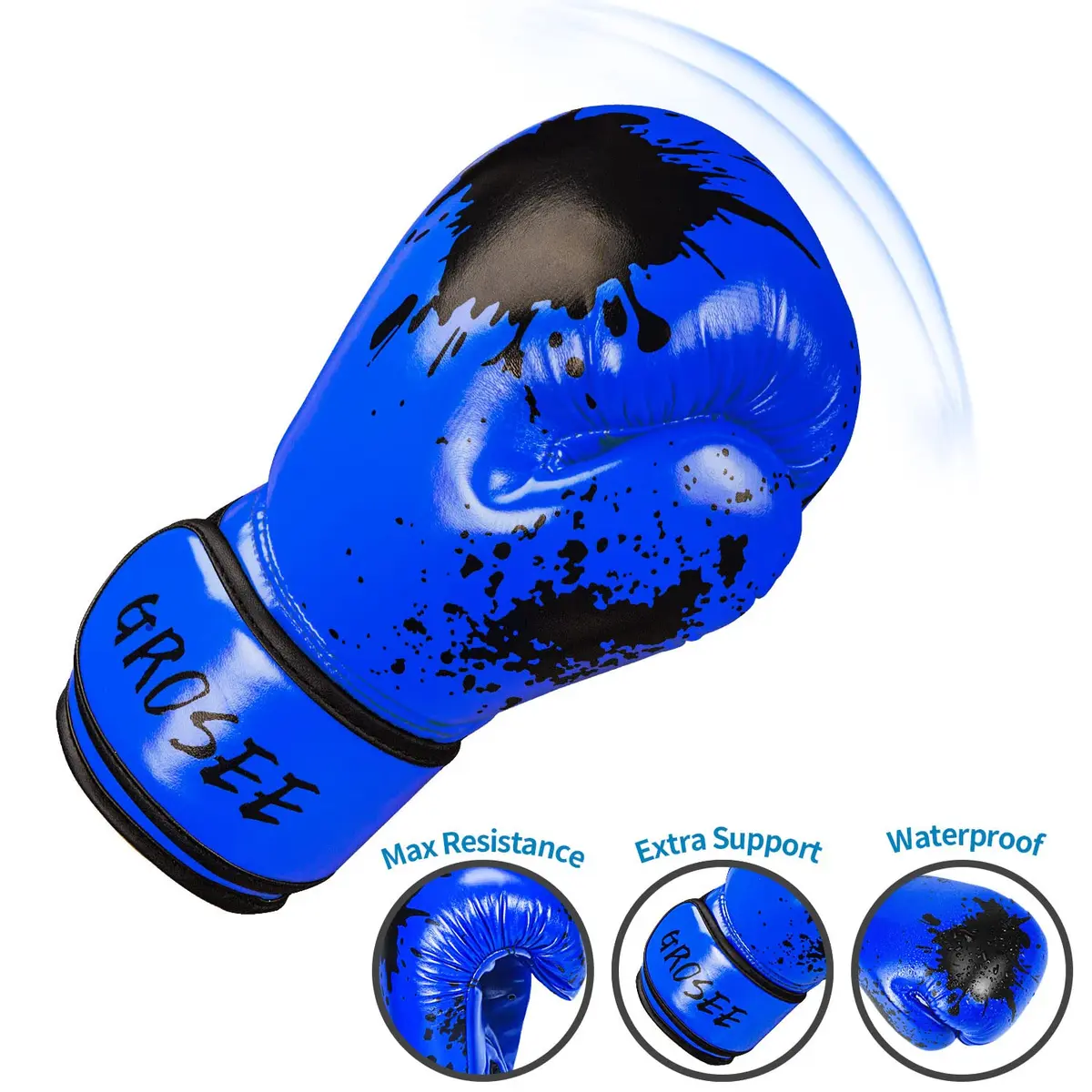 Grosee Kids Boxing Glove 6oz 8oz | Youth Training Sparring Gloves for Punching Bag & Kickboxing (Blue, 6 oz (45-80 lbs)) - view 2