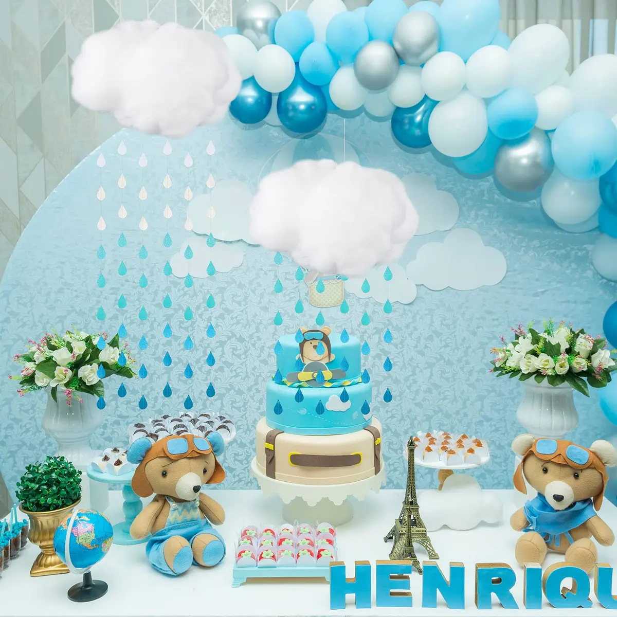 Saffica 14 Pcs Cloud Ceiling Decor Clouds & Raindrop Garlands | Elegant DIY Home & Party Decoration - view 5