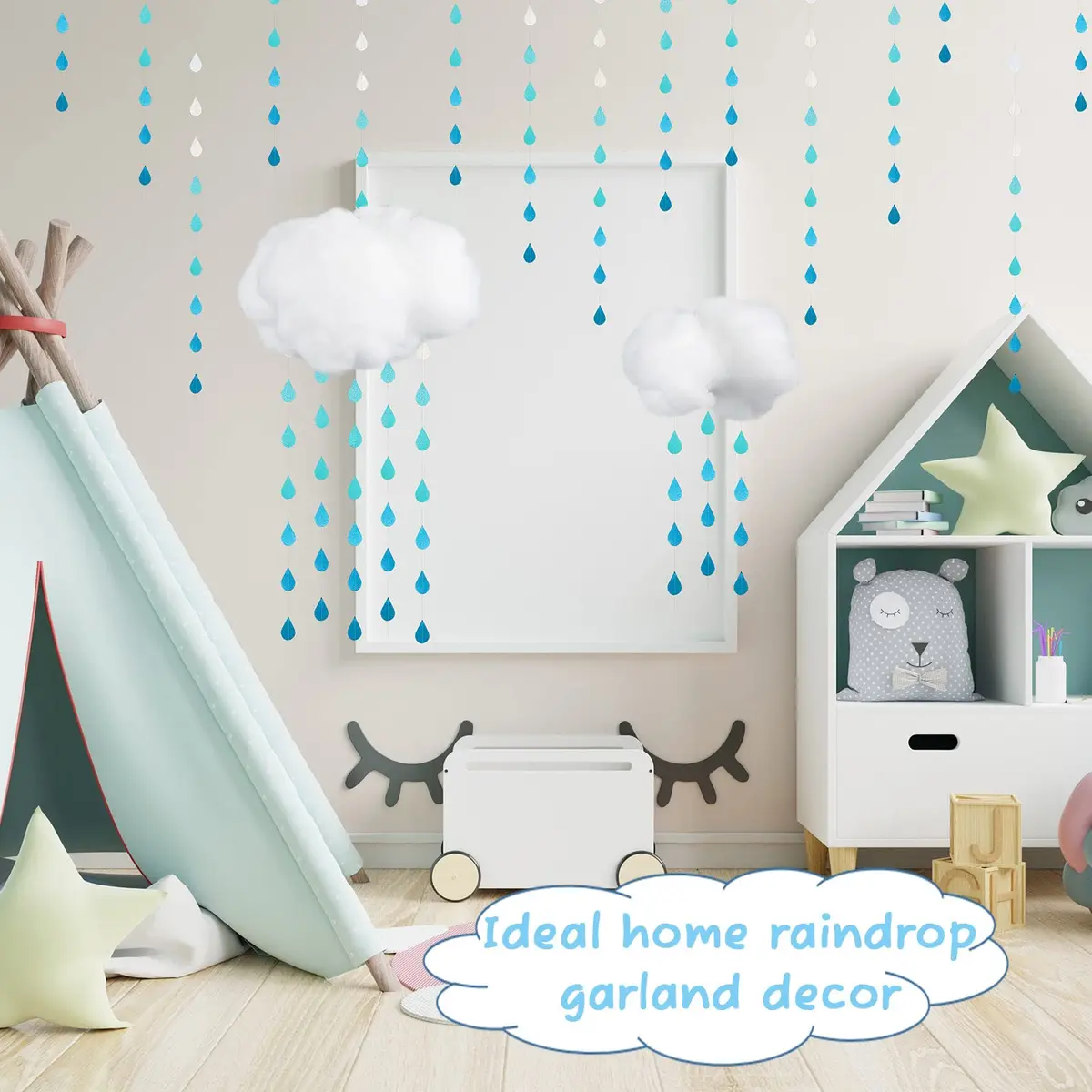 Saffica 14 Pcs Cloud Ceiling Decor Clouds & Raindrop Garlands | Elegant DIY Home & Party Decoration - view 7