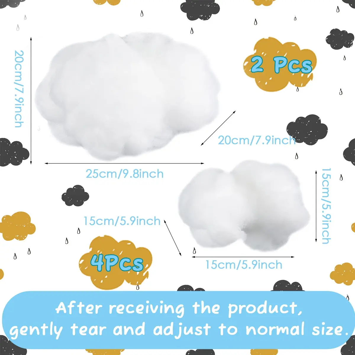 Saffica 14 Pcs Cloud Ceiling Decor Clouds & Raindrop Garlands | Elegant DIY Home & Party Decoration - view 2