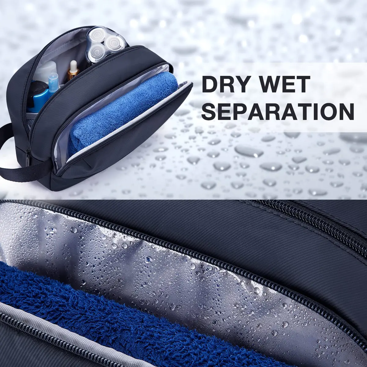 BAGSMART Travel Toiletry Bag for Men, Dopp Kit Water Resistant Navy-Medium | Spacious & Water-Resistant - view 2