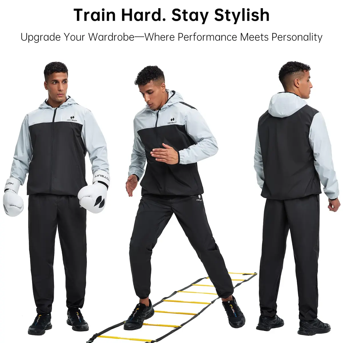 HOTSUIT Sauna Suit for Men Weight Loss Sweat Suits Gym Workout Exercise Sauna Jacket Pant Full Body, White, S | Scientific Water Weight Loss - view 3