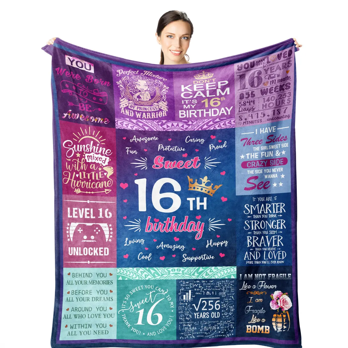 Wisegem Sweet 16 Blanket 60" x 50" | Perfect Gift for 16th Birthday Girl - main product image