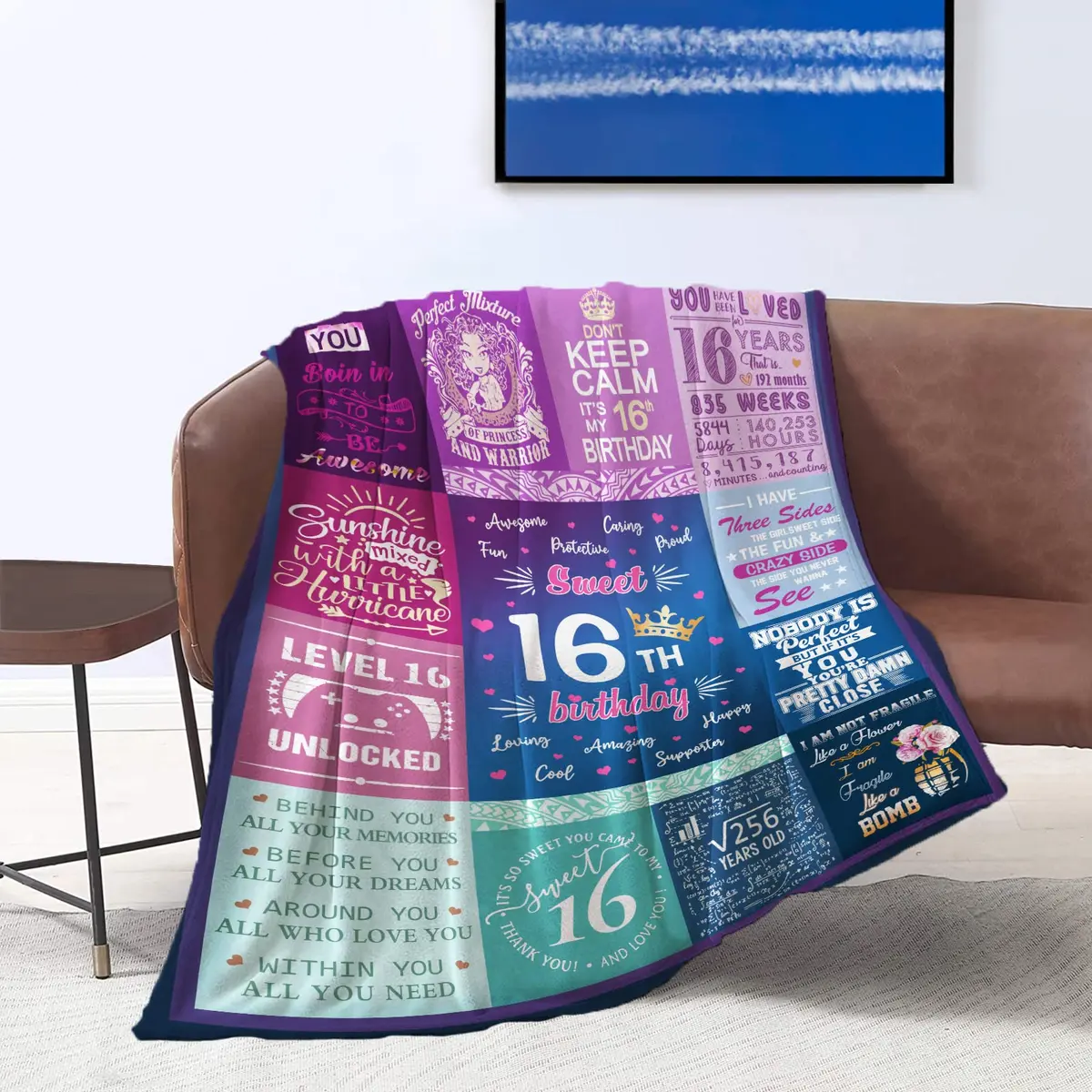 Wisegem Sweet 16 Blanket 60" x 50" | Perfect Gift for 16th Birthday Girl - view 8
