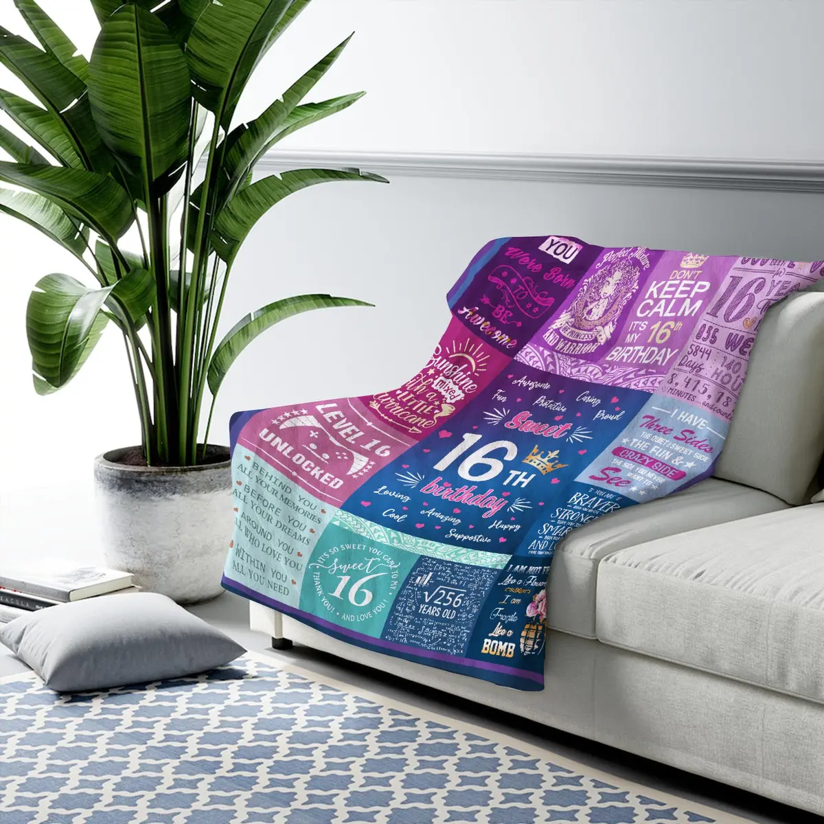 Wisegem Sweet 16 Blanket 60" x 50" | Perfect Gift for 16th Birthday Girl - view 3