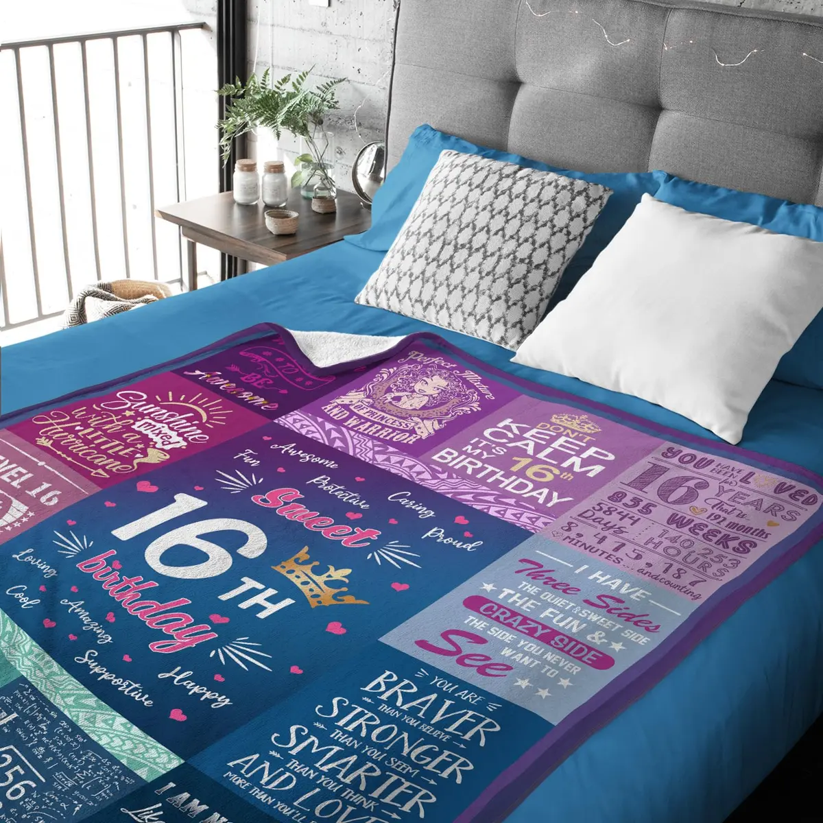 Wisegem Sweet 16 Blanket 60" x 50" | Perfect Gift for 16th Birthday Girl - view 4