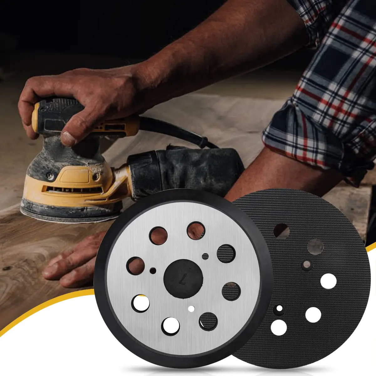 Gnellkoor 5 Inch Orbital Sander Pad Replacement | 8 Dust Holes, 3 Screw Holes, 1 Inch Arbor - view 8