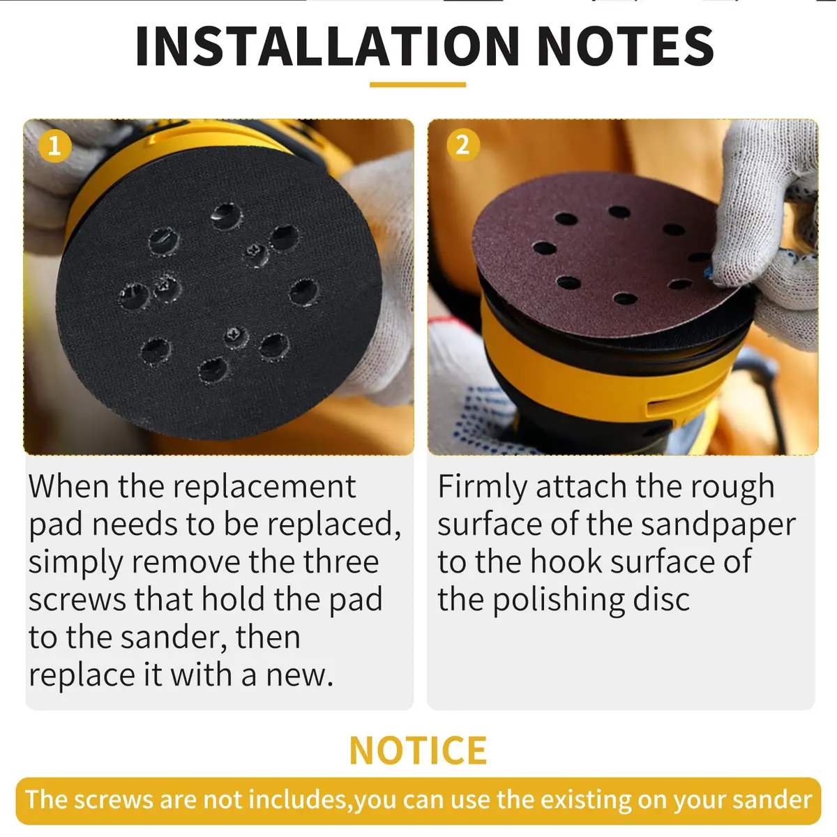 Gnellkoor 5 Inch Orbital Sander Metal Pad Replacement 3 Pack | Durable Metal & Rubber Construction - view 4