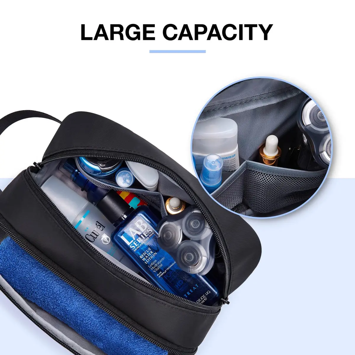 BAGSMART Travel Toiletry Bag for Men, Dopp Kit Water Resistant Shaving Bag for Toiletries Accessories, Black-Medium | Lightweight & TSA Approved - view 4