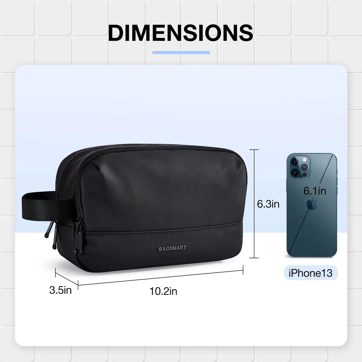 BAGSMART Travel Toiletry Bag for Men, Dopp Kit Water Resistant Shaving Bag for Toiletries Accessories, Black-Medium | Lightweight & TSA Approved - view 5