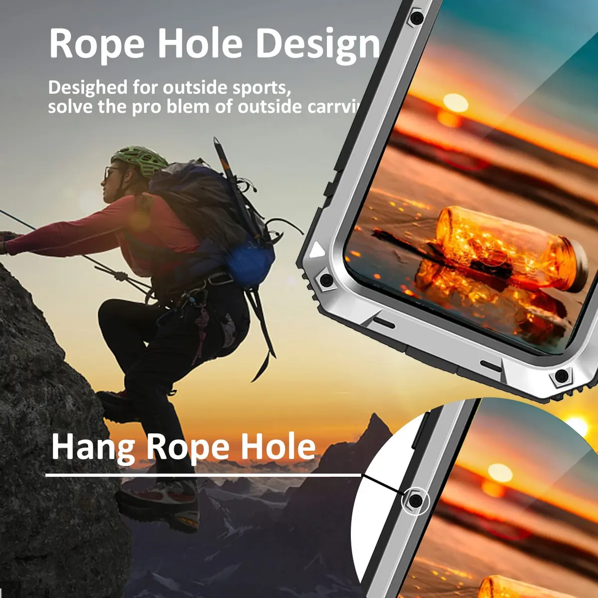 Simicoo Samsung S22 Plus Metal Bumper Silicone Case with Stand Silver | Heavy Duty Shockproof Rugged Cover - view 7