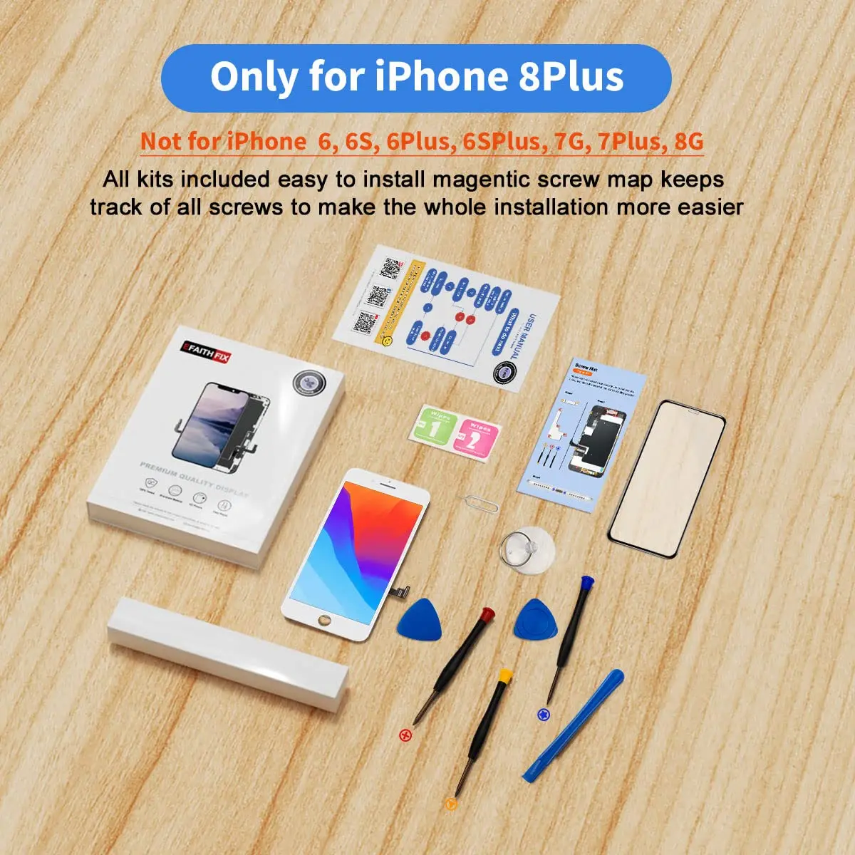 EFAITHFIX White iPhone 8 Plus Screen Replacement 13.97 cm (5.5 Inch) | High Resolution Display - view 8