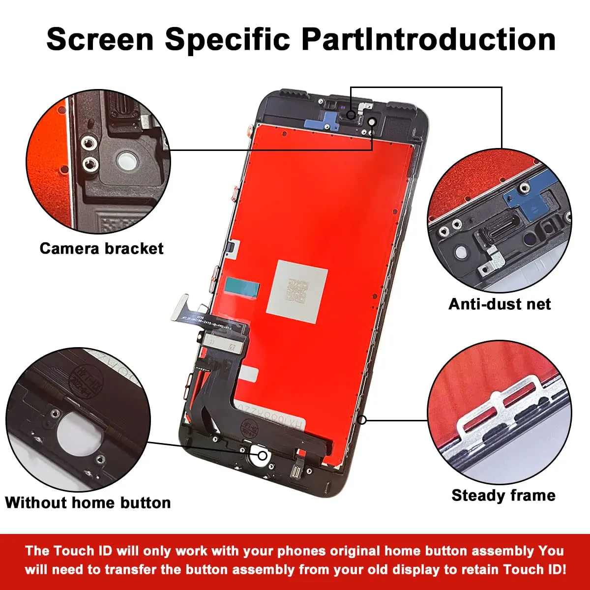 EFAITHFIX Black LCD Screen Replacement for iPhone 7 Plus 5.5 Inch Frame Assembly with Tools Kit | Incell Display - view 2
