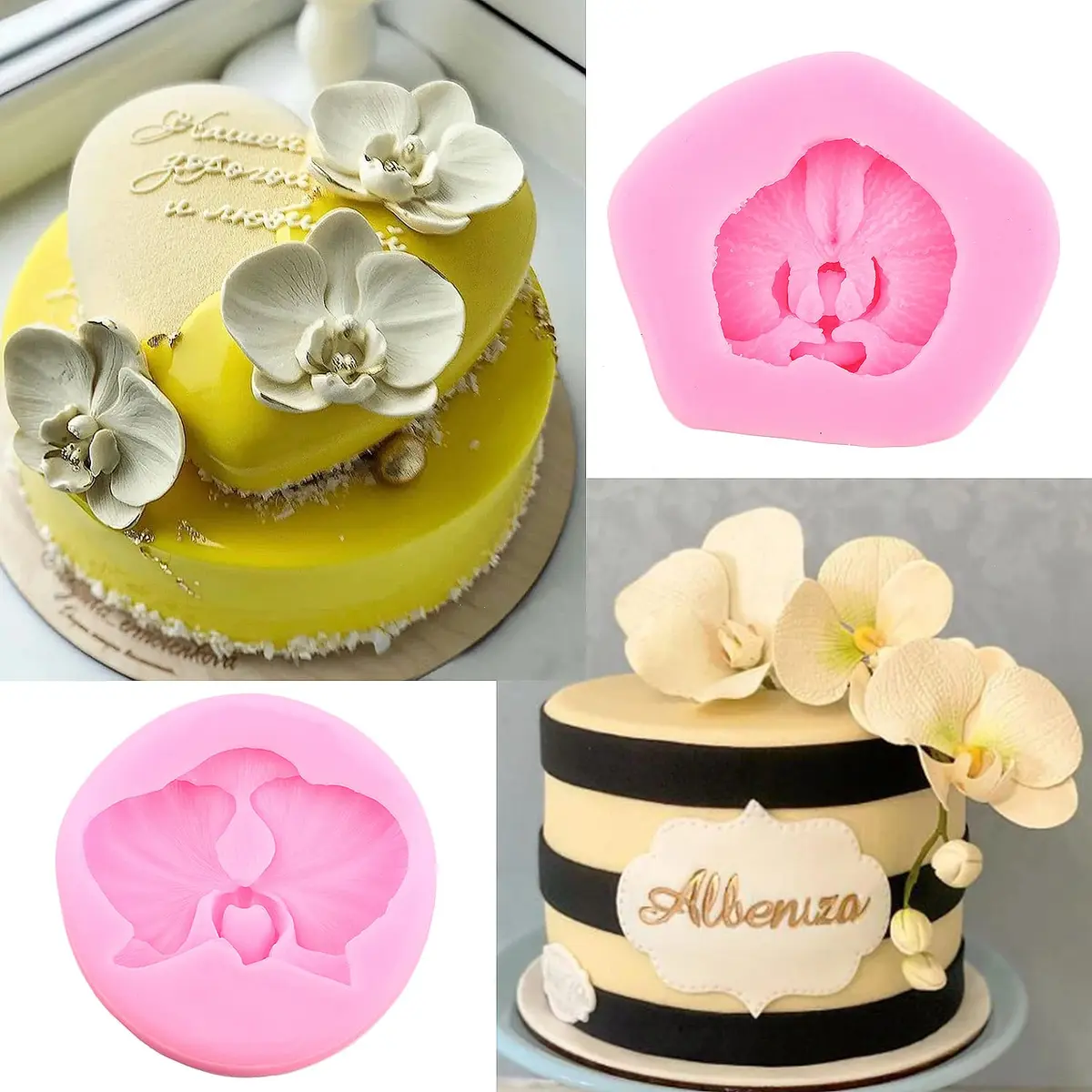 ZiXiang Orchid Flower Silicone Fondant Molds Set Of 4 | Food Grade, BPA-Free, Heat Resistant Up to 446°F - view 5