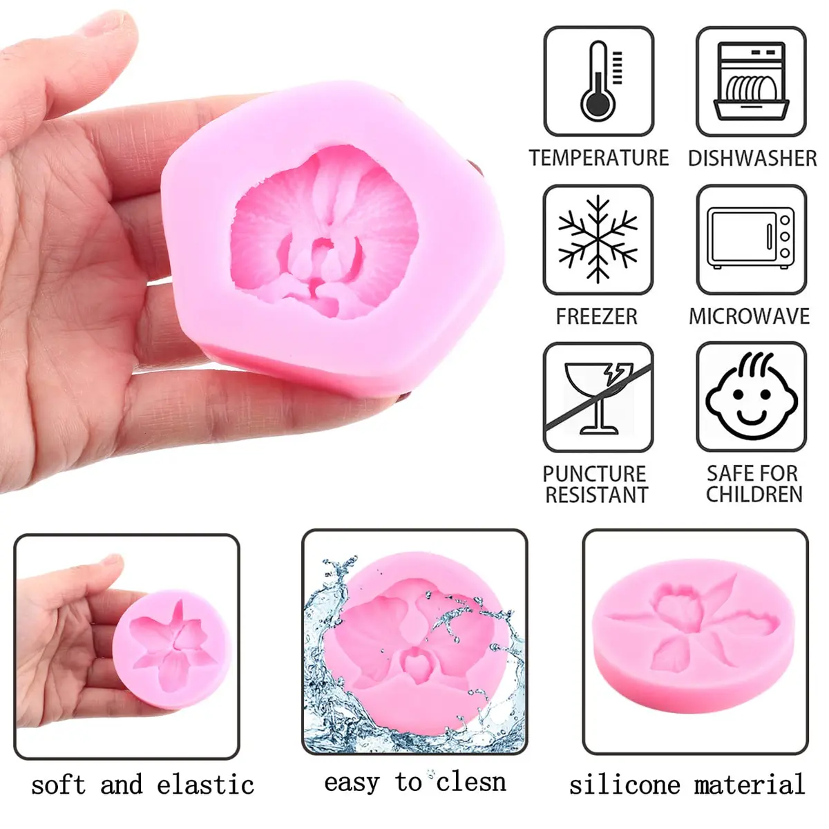 ZiXiang Orchid Flower Silicone Fondant Molds Set Of 4 | Food Grade, BPA-Free, Heat Resistant Up to 446°F - view 2