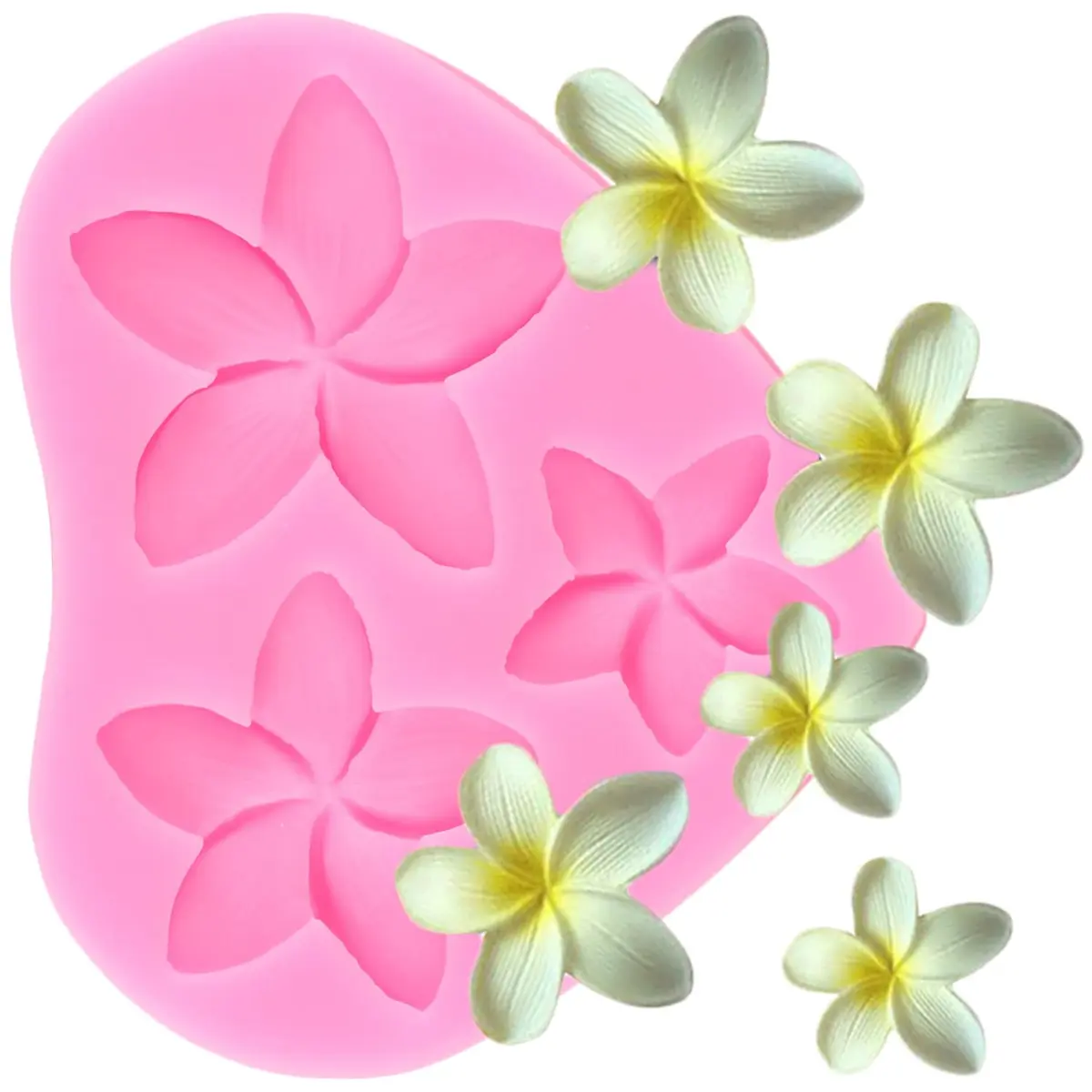 ZiXiang Plumeria Flower Silicone Mold Set | 4-Piece Tropical Flower Fondant & Chocolate Molds - view 5