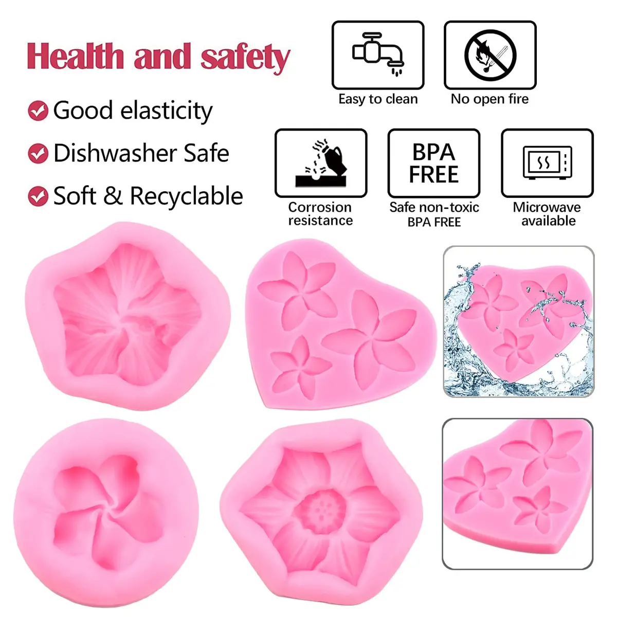 ZiXiang Plumeria Flower Silicone Mold Set | 4-Piece Tropical Flower Fondant & Chocolate Molds - view 2