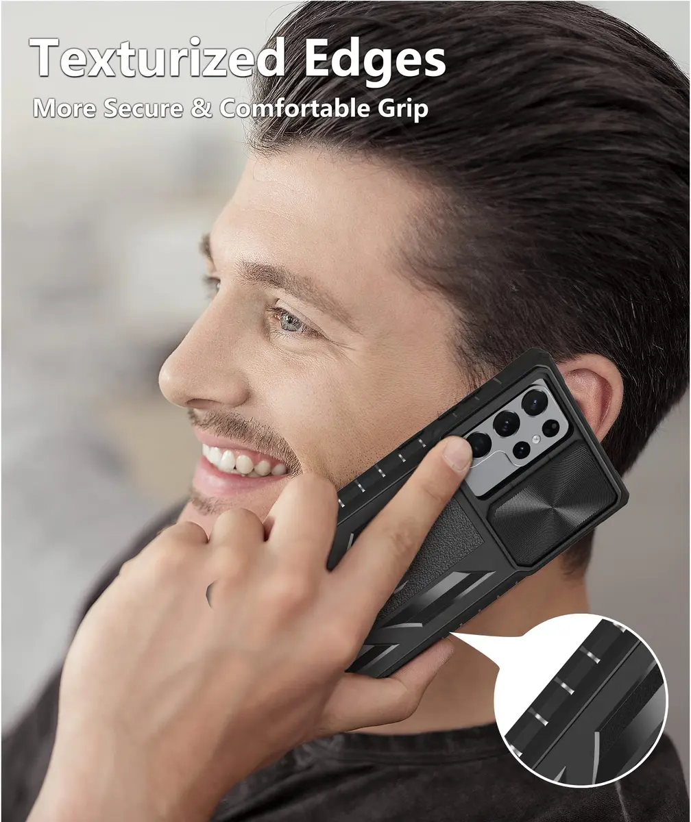 SOiOS Samsung Galaxy S23 Ultra Case with Kickstand & Slider | Rugged Military Design, Black - view 8