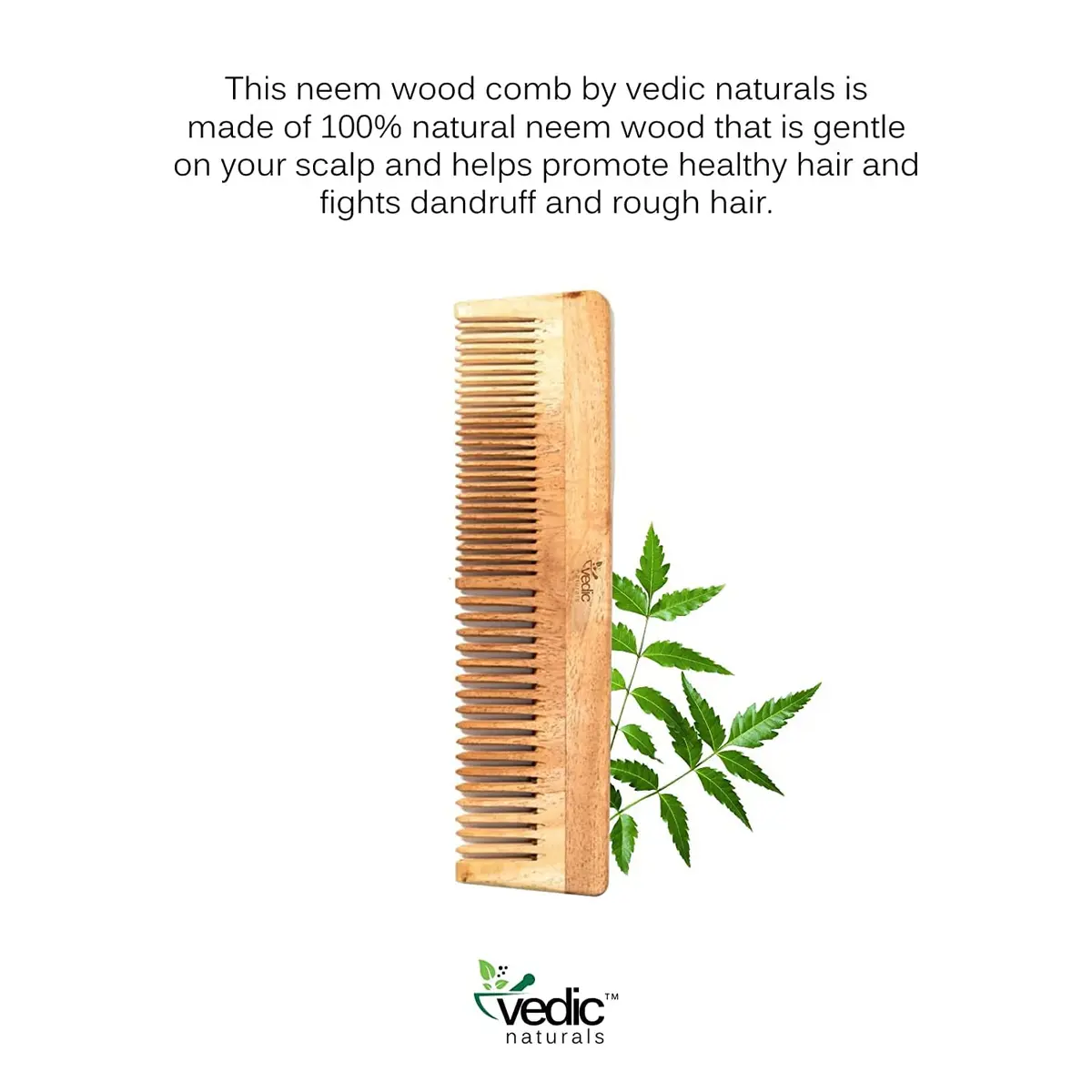 Vedic Naturals Neem Wood Comb (Pack of 2) | Promotes Hair Growth, Reduces Hair Fall & Controls Dandruff - view 4