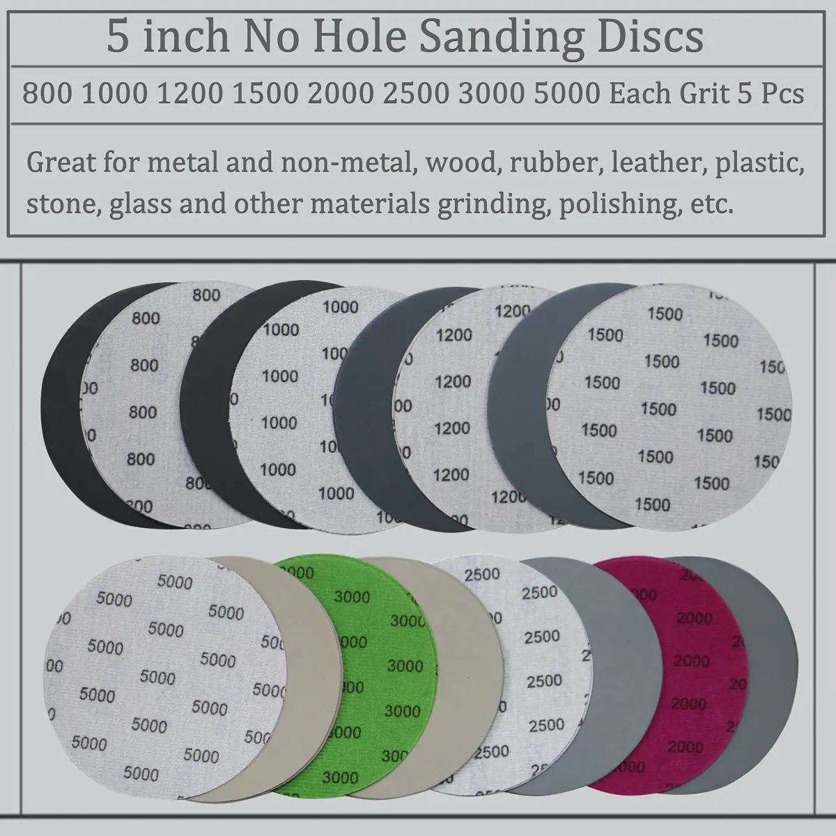 Aewio 5 Inch No Hole Sanding Discs 40PCS - 800 to 5000 Grit | Wet Dry Silicon Carbide for Orbital Sanders - view 7