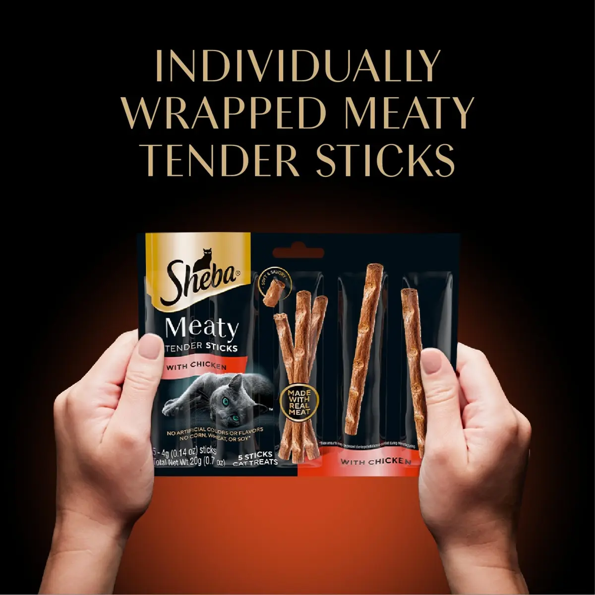 Sheba Meaty Tender Sticks Cat Treats, Chicken, Salmon & Tuna | Soft, Real Meat, 70 Count - view 9