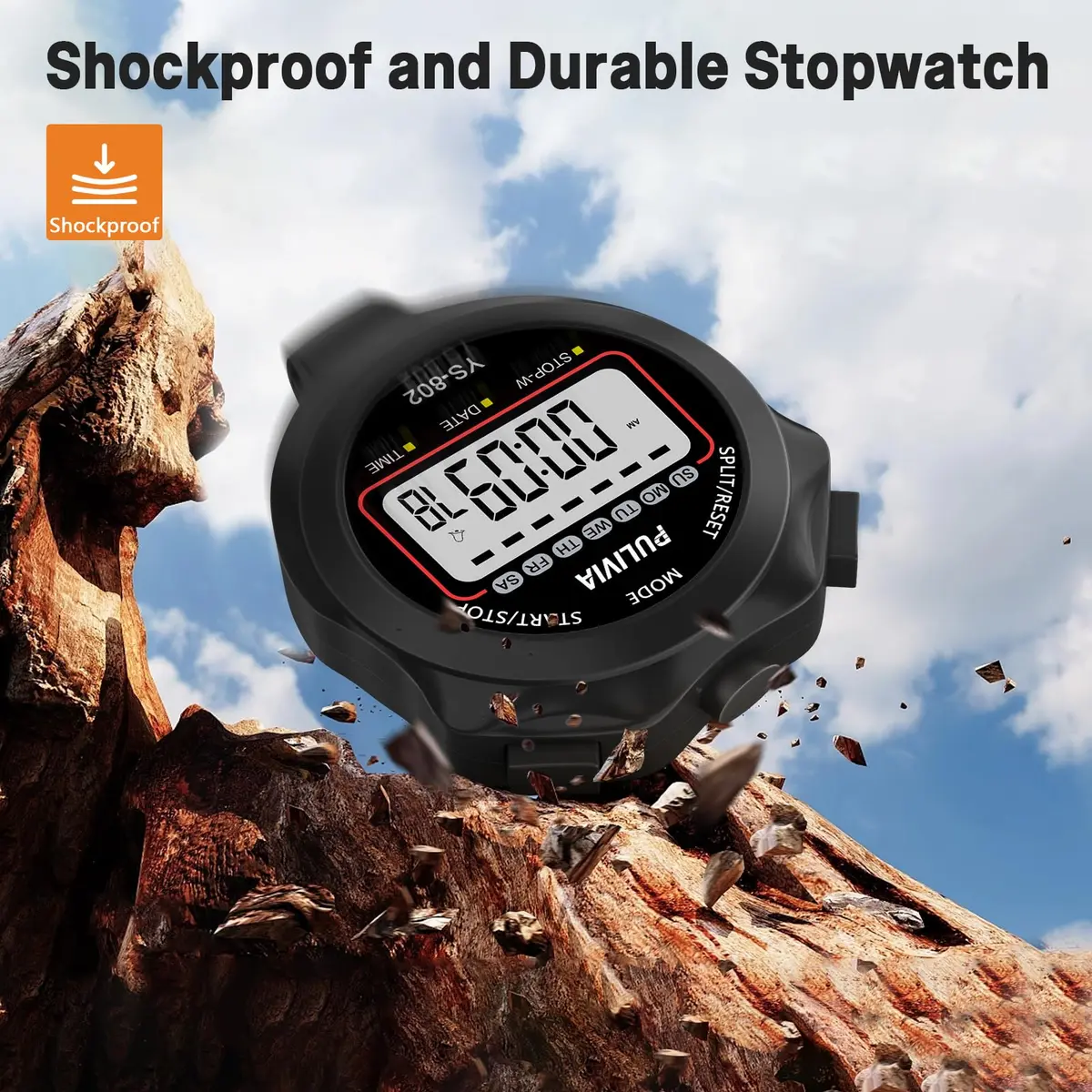 PULIVIA Digital Stopwatch Timer, 1/100-Second Accuracy, Black, Sports & Fitness - view 7