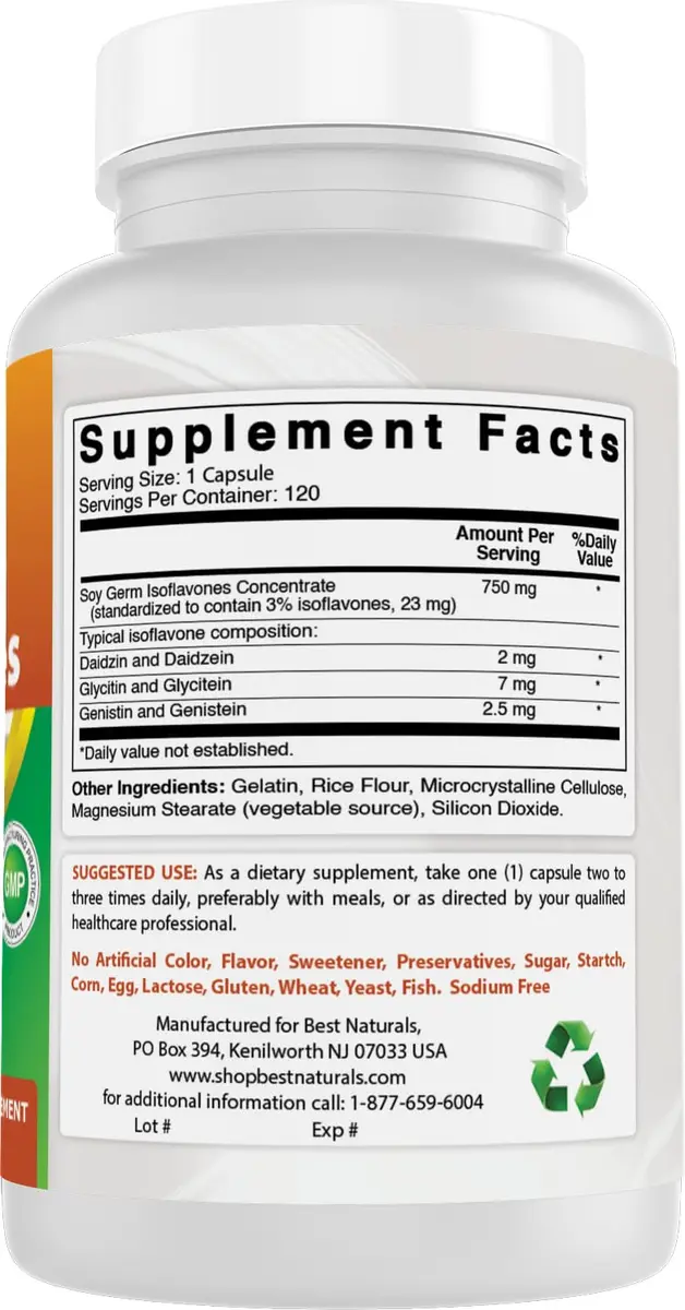 Best Naturals Soy Isoflavones 750 mg 120 Capsules | Non-GMO & Gluten-Free - view 6