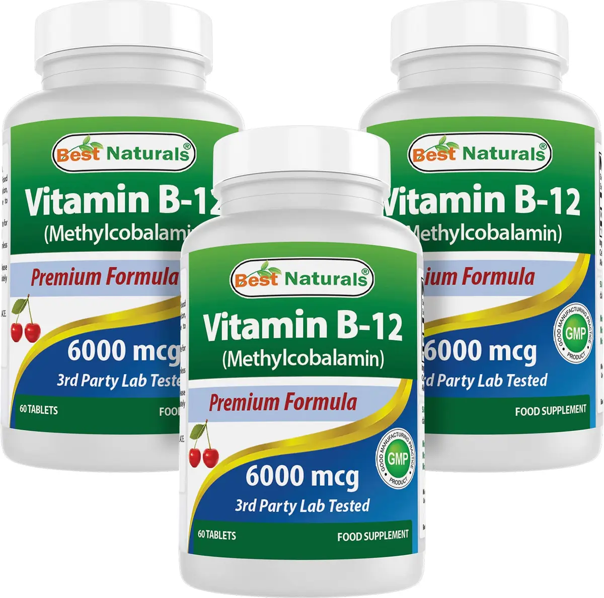 Best Naturals Vitamin B-12 as Methylcobalamin 6000 mcg | Sublingual Tablets for Energy & Nerve Support - main product image