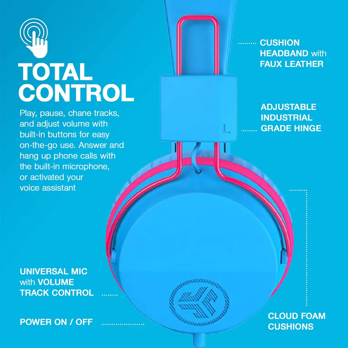 JLab JBuddies Studio Wired Kid Headphones, Cotton Candy, 13 Hours Playtime | Safe Listening for Ages 6+ - view 5
