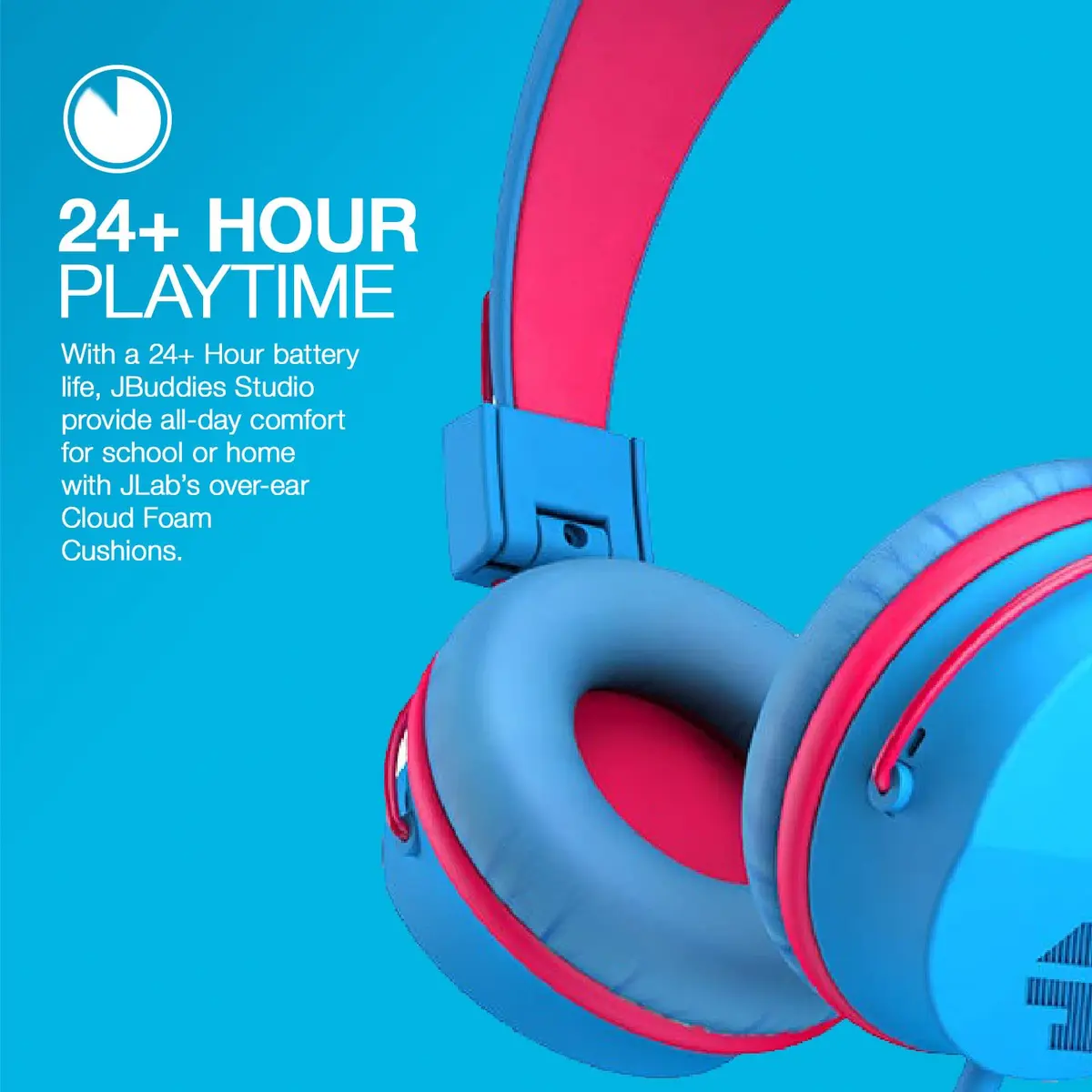 JLab JBuddies Studio Wired Kid Headphones, Cotton Candy, 13 Hours Playtime | Safe Listening for Ages 6+ - view 4