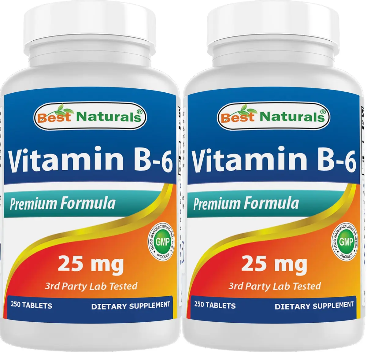 Best Naturals Vitamin B6 25mg 250 Tablets | 250 Count (Pack of 2) | Non-GMO & Gluten-Free - main product image