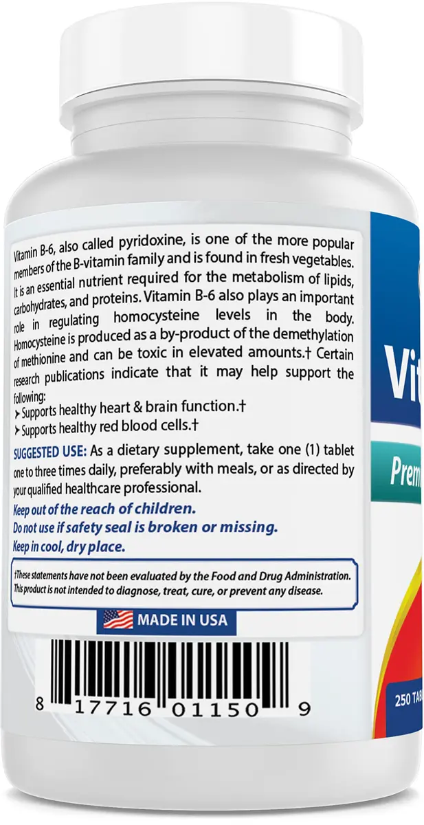 Best Naturals Vitamin B6 25mg 250 Tablets | 250 Count (Pack of 2) | Non-GMO & Gluten-Free - view 7