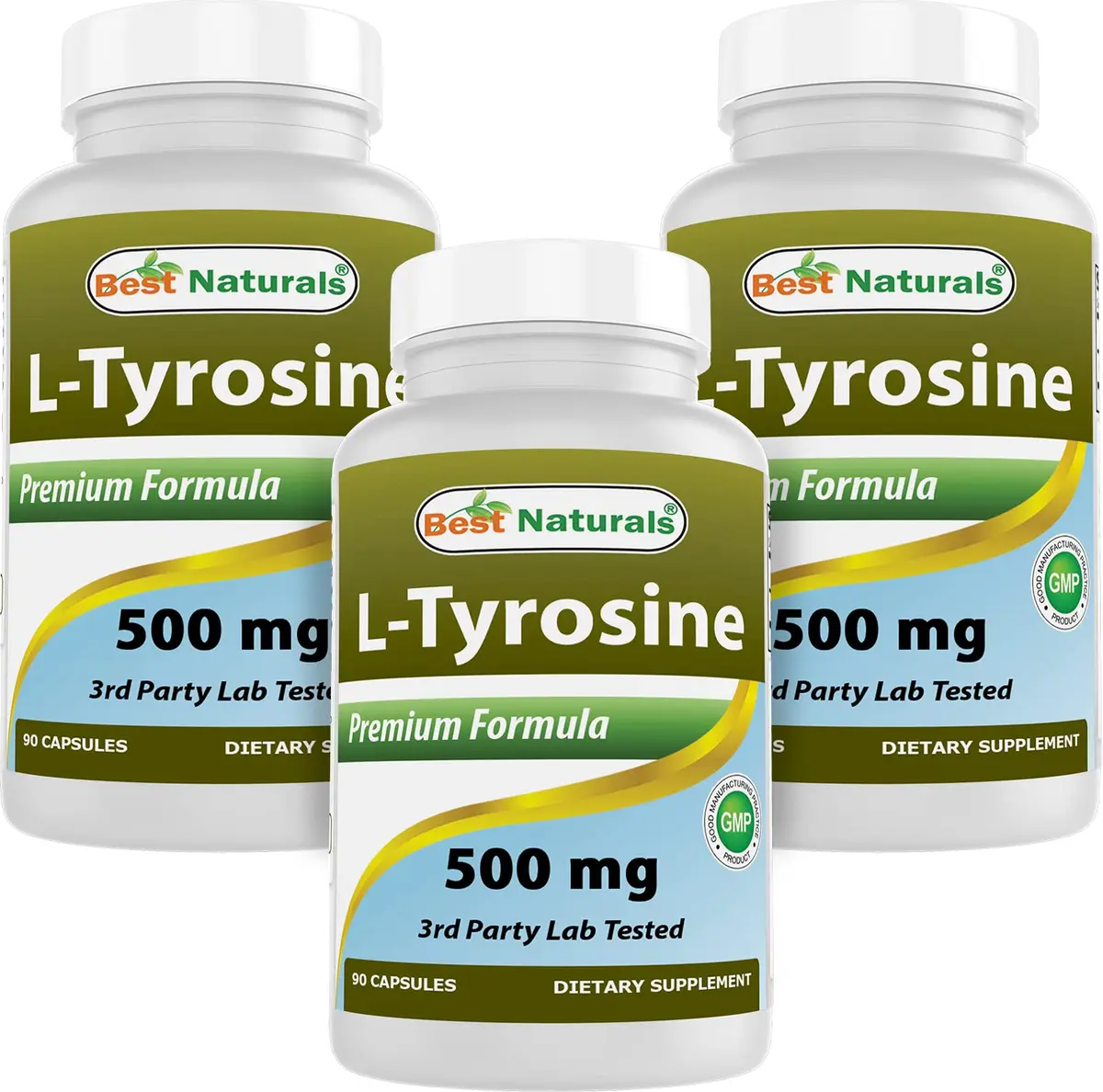 Best Naturals L-Tyrosine 500 mg 90 Capsules | Unflavoured, USA Import, GMP Certified - main product image