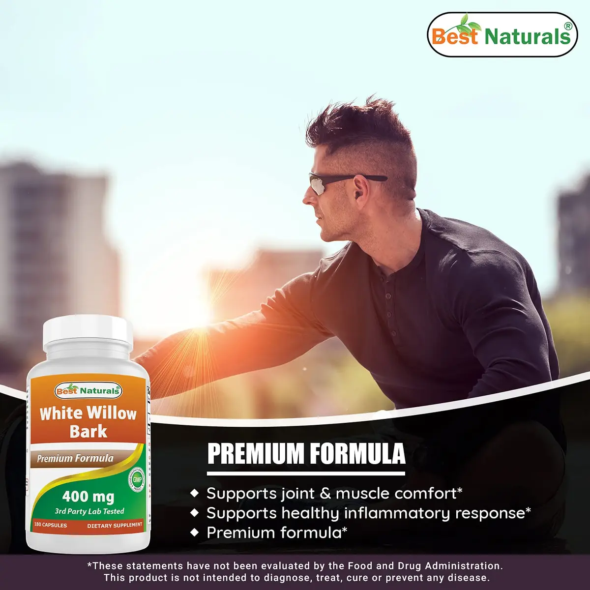 Best Naturals White Willow Bark 400 mg 180 Capsules | Supports Pain & Inflammation - view 5