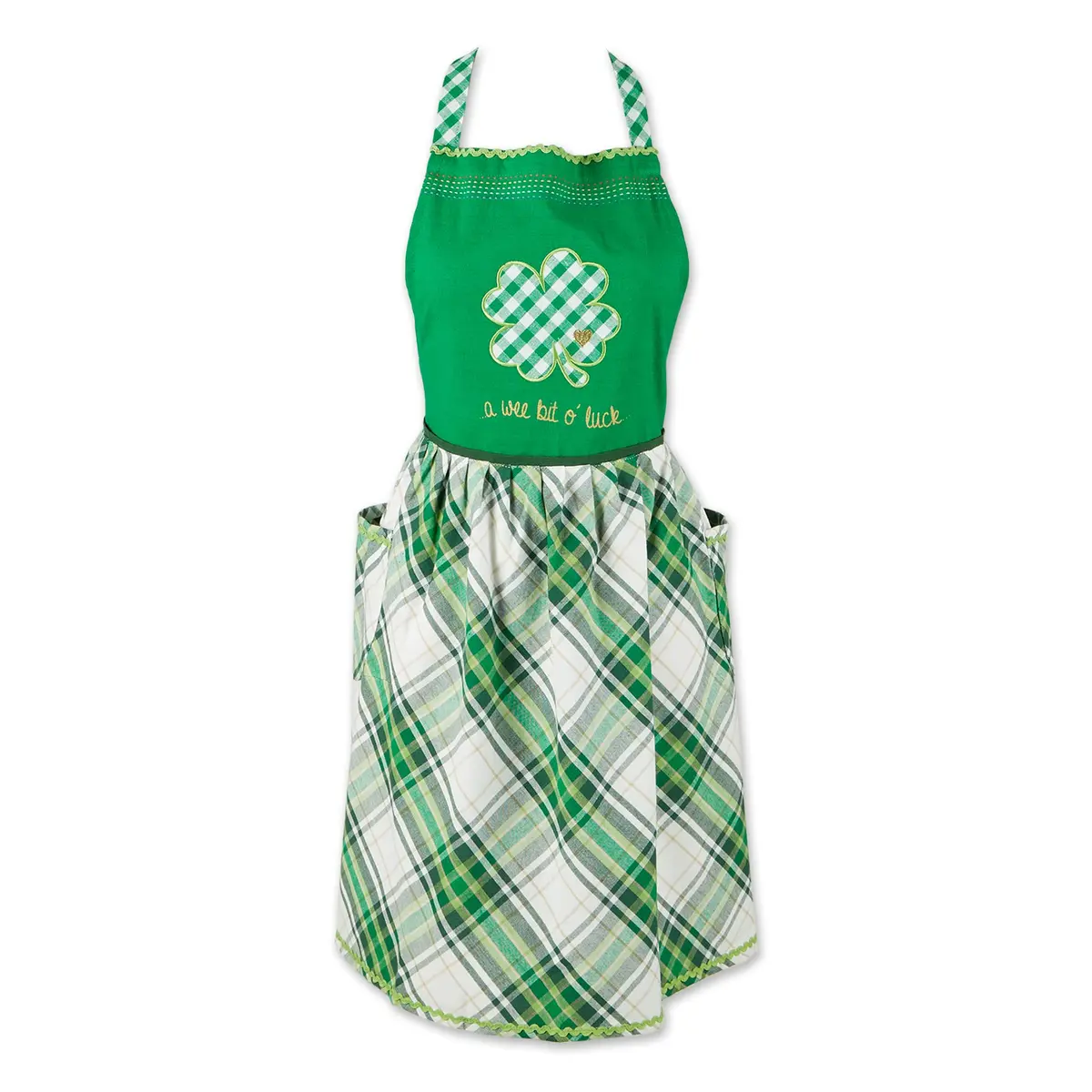 DII Celebrate St. Patrick's Day Kitchen Collection Apron Lucky Clover | Adjustable Cotton Apron for Irish Festivities - main product image